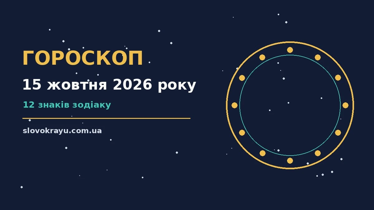 Гороскоп на 15 жовтня 2026 року для дванадцяти знаків Зодіаку