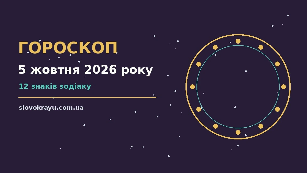 Щоденний гороскоп на 5 жовтня 2026 року, понеділок, з нотатником, чашкою кави та знаками зодіаку на тлі ранкового світла